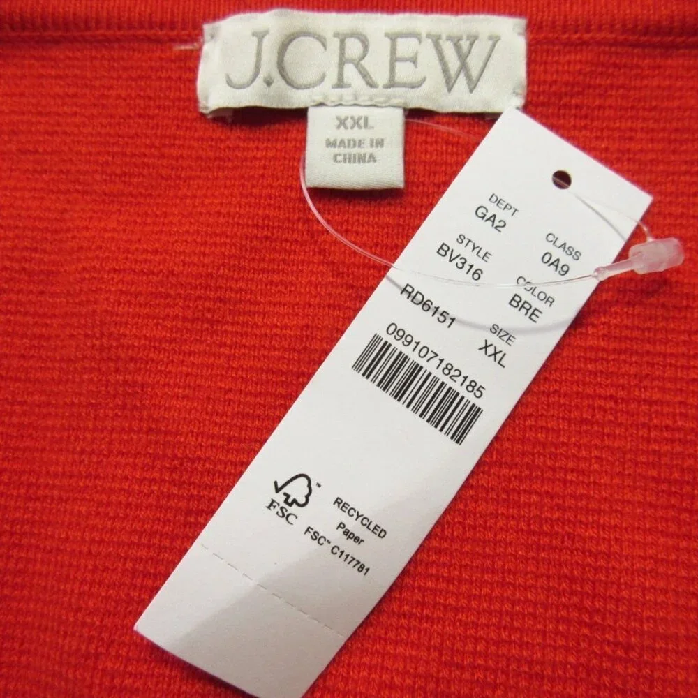 NWT J.Crew Giselle V-neck Sweater-Blazer in Bold Red Orange Knit Cardigan XXL